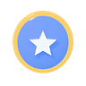 A blue shield with a white star