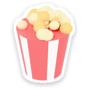 Popcorn sticker: a striped popcorn box
